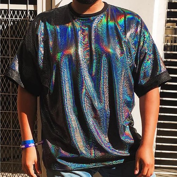 New Metallic Short Sleeve Festival T-Shirt - Picture 1 of 2